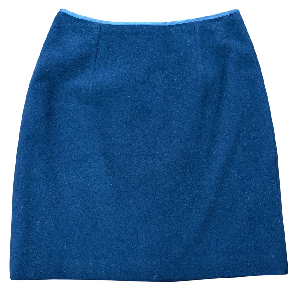 Y2K Vtg Jigsaw Navy Blue Wool Blend Mini Pencil Skirt Tailored Lined Size 1 Sz S